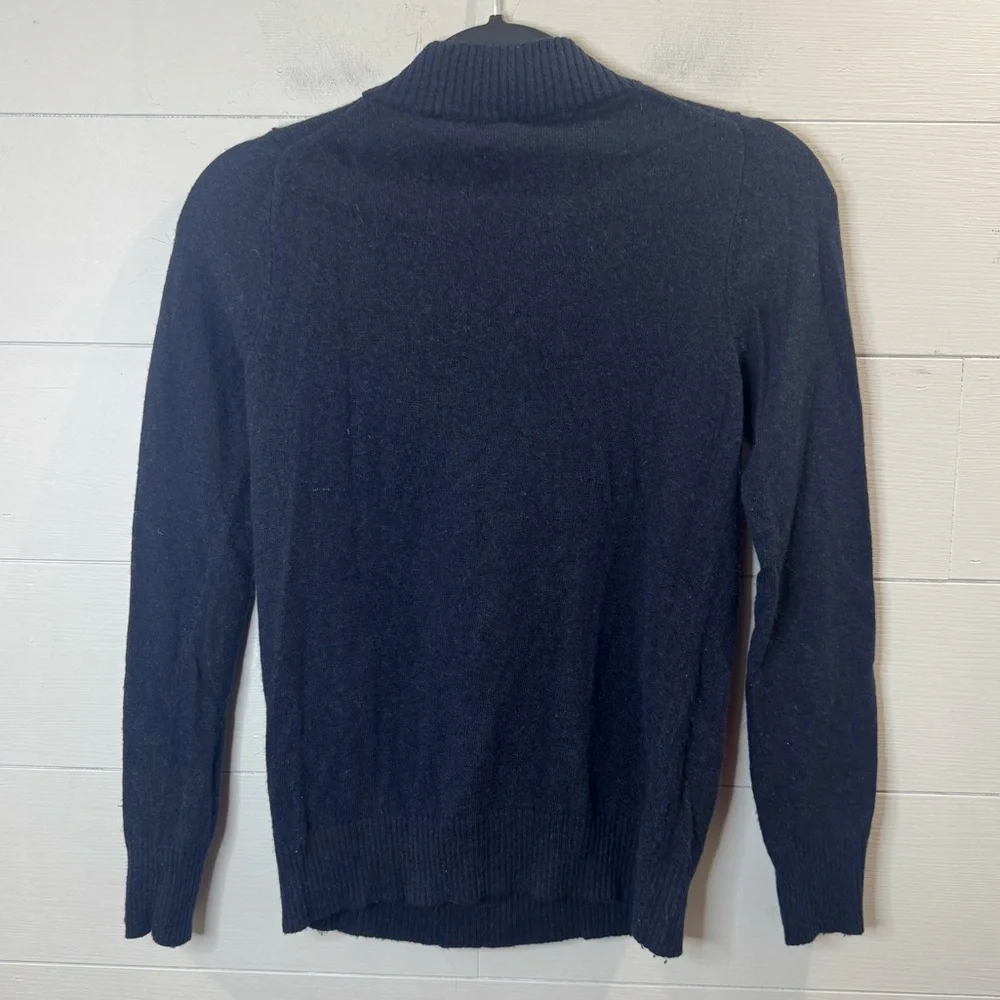 J. Crew | Wool Cashmere Blend Navy Blue Quarter Button-Up Women's Sweater Small